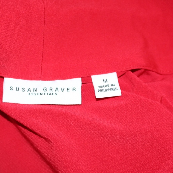 Susan Graver, Red 3/4 sleeve light weight jacket shrug - Picture 5 of 8